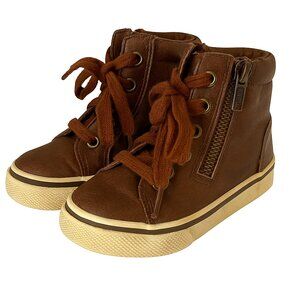 Cat & Jack Kids Size 5 Brown Hightop Boots Side Zipper Children’s - AC122